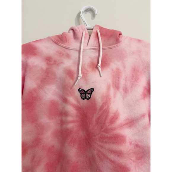 petal pink spiral tie dye hoodie w/ butterfly - Picture 2 of 2